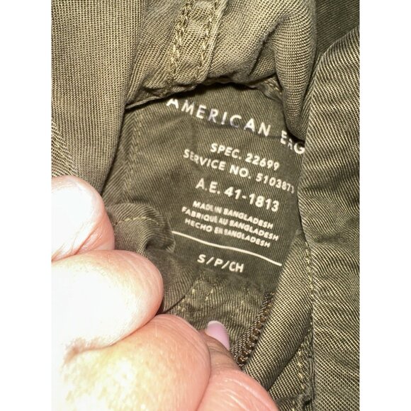 American Eagle Outfitters Army Green Women’s Hooded Jacket Size S Zip/Button Up - Picture 2 of 3